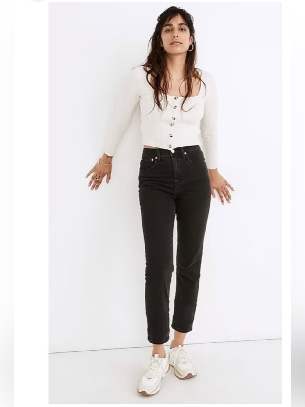 Madewell Classic Straight Jean Black Wash High Rise Stretch Size 29 Tall